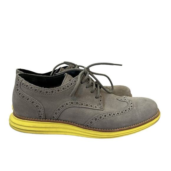 Cole Haan Wingtip Oxford Lunagrand Suede Shoes Men's Size 7 Gray Comfy C10026 - Picture 1 of 10